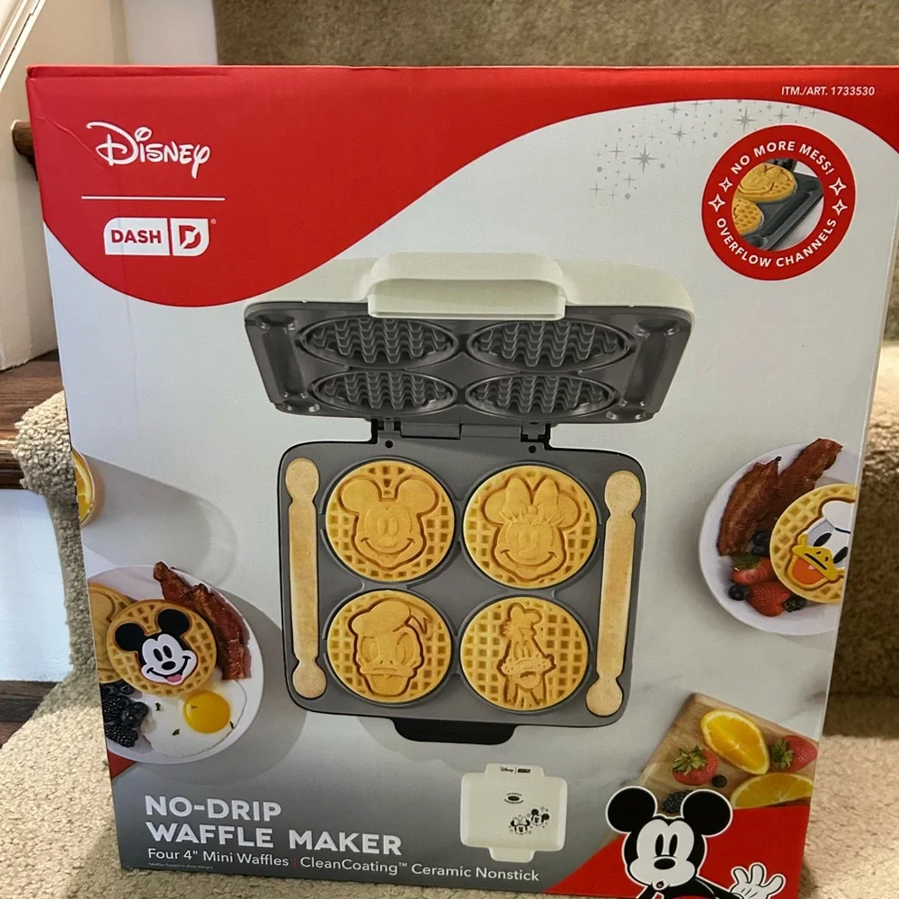Disney Dash No-Drip Waffle Maker - Red and Black
